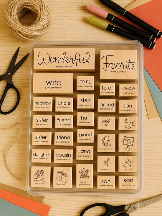 Stampin’ Up! Rubber Stamp Set Family Words & Sentiments – 2004/2007 Wonderful - Picture 1 of 3